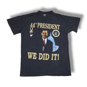 Vintage Barrack Obama Shirt Mens 2XL‎ XXL Black 2000s 44th President Y2K Logo